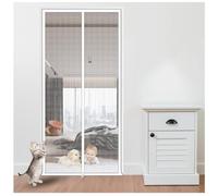 Verstärkte, kratzfeste Katzen-Fliegengittertür, Puerta mosquitera reforzada for gatos, doble cremallera, a prueba de mascotas, montaje adhesivo acero aleación, varios tamaños, color blanco(80x200cm)