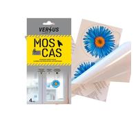 VERSUS Adhesivo-Flor Insecticida Moscas - 4 Uds - 1 Flor Elimina Moscas Durante 6 Meses - Pegatina para Ventanas - No es una Trampa - Los Insectos Mueren Alejados y No Se Quedan Pegados - Sin Olor