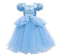 VersusModa Vestido Cenicienta Niña Tul Cinderella Dress CIND003, azul claro, 150 cm