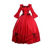 VersusModa Vestido de carnaval para cosplay, disfraz de anime, disfraz de época rojo SCARLET01 (rojo, XS, vestido + pendientes + lazos + enagua)