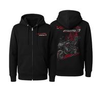 Versys 650 Urban (2022-2023) - Chaqueta unisex con capucha y cremallera completa para motocicleta, sudadera novedosa, Negro - Plata 2022 y Negro y Negro Chispa, Large