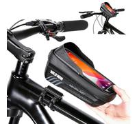 VERTAST Bolsa de marco de bicicleta Soporte de teléfono sensible TPU pantalla táctil para teléfono Alforja impermeable duro Shell MTB bolsa, negro