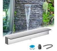 Vertedero de Cascada Personalizable de Acero Inoxidable de 51" - Cañón de desagüe Duradero para Fuentes de Agua Interiores y Exteriores en hoteles, aeropuertos y centros comerciales (platead
