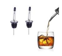 Vertedor de licor, 2 Vertedor de Acero Inoxidable Vertedor de para Botellas con boquilla cónica con tapones antipolvo de silicona para botellas de vinagre de jarabe de café con aceite de oliva.