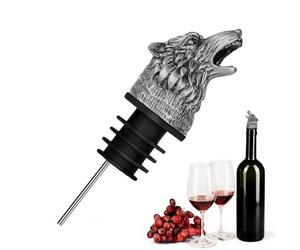 Vertedor de vino, decantador, abridor de vino, boquilla con cabeza de lobo, aleación de zinc, vertedor de botella, guía de vino, hecho de materiales robustos, permite un vertido fácil y agradable