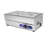 VERTES Calentador de Comida, Recipiente para Comida Eléctrico 1500W Acero INOX (Incluye 2X 1/2 Recipiente GN con Tapa para 2X 6L, Grifo de Escurrir, Baño María, Temperatura Continua 50-200°C, Buffet)