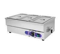 VERTES Calentador de Comida, Recipiente para Comida Eléctrico 1500W Acero Inox (Incluye 3x 1/3 Recipiente GN con Tapa para 3x3,8L, Grifo de Escurrir, Baño María, Temperatura Continua 50-200°C, Buffet)