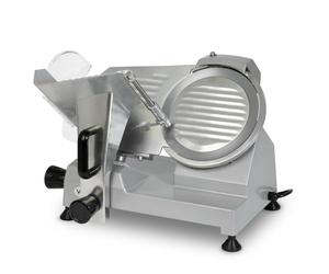 VERTES Cortadora de fiambres gastro, eléctrica con 120W, cuchilla con 220mm de diámetro, grosor de corte de 0 a 12mm, cortadora de fiambres multiusos con carcasa de aluminio, incl. piedra de afilar