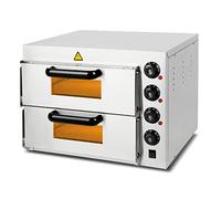 VERTES Horno para pizza Gastro con doble cámara, piedra refractaria, 3000 W, función de temporizador e iluminación; horno de piedra profesional con carcasa de acero inoxidable, hasta 350 °C doble