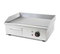 VERTES Plancha profesional de 3000 W en acero inoxidable, superficie de grill lisa de 55 x 35 cm, termostato, temperatura de 50-300 °C, protección contra salpicaduras y calor, bandeja recogegrasa