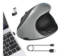 Vertical - Accesorio ergonómico para computadora, tecnología Silent Click, conectividad inalámbrica 2.4G, potente sensor de seguimiento óptico, control de velocidad DPI ajustable, oficina