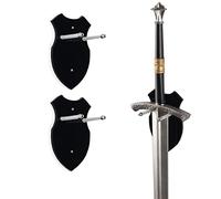 Vertical de acrílico negro para espada, expositor mural para 1 espada, katana o hacha - Sostén de espada para pared resistente, exhibidor para sable samurái, decoración medieval (Negro, 2 juego)