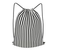 Vertical Gold Black And White Art Deco Stripes Outdoor Leisure Drawstring Backpack, Lightweight Waterproof Sports Bag For Men & Women - Gym, Yoga, Travel