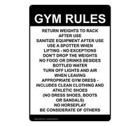 Vertical Gym Rules Return Weights to Rack After Señal de aviso de seguridad de 30,5 x 40,6 cm, placa de metal de estaño