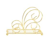 Vertical Iron Napkin Clip - Light Luxury Paper Towel Holder Electroplated Tabletop Stand with Stabilizing Balls Caja de pañuelos(Golden)