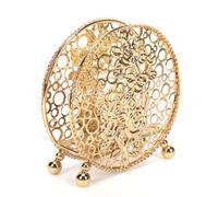 Vertical Iron Paper Towel Holder - Round Hollow Metal Napkin Stand for Restaurants - Electroplated Tabletop Dispenser Caja de pañuelos(Golden)