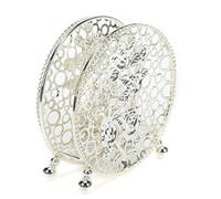 Vertical Iron Paper Towel Holder - Round Hollow Metal Napkin Stand for Restaurants - Electroplated Tabletop Dispenser Caja de pañuelos(Silver)