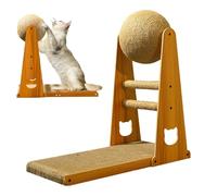 Vertical L Shaped Scratcher - Durable Sisal Post, Scratch Proof Toy, Stylish Detachable Ball, Comfortable Indoor Bed | Scratcher For Play Exercise Entertainment Home Cats