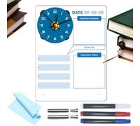 Vertical Memo Board Wall Clock | Acrylic Daily Plan Clock | Desktop
