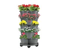 Vertical Planter - Garden Tower 5 Tiers Verttical with Wheels | Gardening Pots Plant Towwer | for Indoor Outdoor Backyard Patio Balcony Flowers Vegetablses