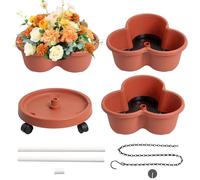 Vertical Planter Tower, 3 Tier Planter with Removable Wheels, 12.4x5.31 Inches Tiered Garden for Flowers, Vegetables, Strawberries, Indoor Kitchen Garden, Patio and Balcony