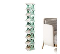 Vertical Shoe Rack, 9 Story Shoe Organizer, 10.43x10.04x50.98 Inches Multi Functional Folding Shelves with No Assembly, Space Saving Slipper Storage for Entryway, Bathroom