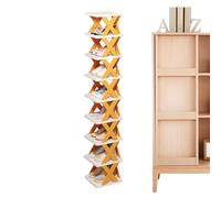 Vertical Shoe Rack, 9 Story Shoe Organizer, 10.43x10.04x50.98 Inches Multi Functional Folding Shelves with No Assembly, Space Saving Slipper Storage for Entryway, Bathroom
