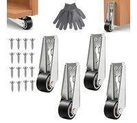 Vertical Track Roller Wheel, 110LBS Vertical Track Roller - Anti-Wobble Door Guide System, Heavy Duty Sliding Door Bottom Guide, Alloy Steel Rubber Wheels for Barn Doors Cabinets Gates (4pcs)