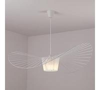 Vértigo Lámpara Colgante Lámpara de Araña Vintage LED, Fibra de Vidrio/Poliuretano Lámpara de Sombrero Sombra,para Sala Estar Dormitorio Comedor Pasillo Bar, E27, 40W White 140CM