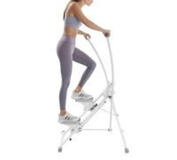 Vertikale Klettermaschine, Kreuztrainer mit LCD-Display, Verstellbarer Steigung für Ganzkörper-Training, Kompakter Mini-Stairclimber, BIS 100 kg, für Kardio- und Muskelaufbau(Schwarz/Weiß) (Weiß)