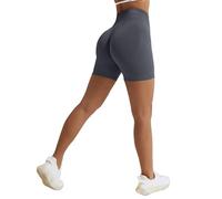 Vertvie Shorts deportivos para mujer, de cintura alta, sin costuras, leggings cortos, push up, para el gimnasio, ciclismo, fitness, carrera, gris oscuro, M
