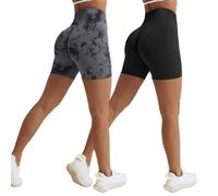 Vertvie Shorts deportivos para mujer, de cintura alta, sin costuras, leggings cortos, push up, para el gimnasio, ciclismo, fitness, carrera a pie, L