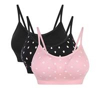 Vertvie Sujetador Deportivo Brasieres para Dama Confortables sin Tiras Apto para Dormir Yoga Run Bra para Mujer(3- Negro+ Corazón+ Rosa,Tag XL/EU L)