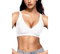 Vertvie Sujetadores inalámbricos de gel para mujer con efecto push-up, sin aros, sin costuras, tipo camiseta, con soporte, de cobertura completa, Blanco, Large