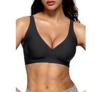 Vertvie Sujetadores sin Aros para Mujer, Escote en V Profundo, sin Costuras, sin Costuras, sin Varillas, Brasier de Soporte cómodo, Talla Grande, Cobertura Completa, Brasier Diario para Mujer