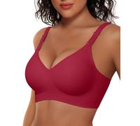 Vertvie Sujetadores sin Aros para Mujer, sin Aros, sin Costuras, de Apoyo, Cobertura Completa, para Uso Diario, Talla Regular y Grande,Burdeos,Medium
