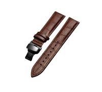 Veruying 12/14/16/18/19/20/21/22/23/24mm Correa de reloj de cuero genuino de Color sólido de grano de bambú con hebilla de mariposa de liberación rápida