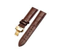 Veruying 12/14/16/18/19/20/21/22/23/24mm Correa de reloj de cuero genuino de Color sólido de grano de bambú con hebilla de mariposa de liberación rápida