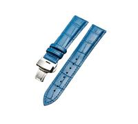 Veruying 12/14/16/18/19/20/21/22/23/24mm Correa de reloj de cuero genuino de Color sólido de grano de bambú con hebilla de mariposa de liberación rápida