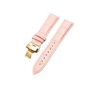 Veruying 12/14/16/18/19/20/21/22/23/24mm Correa de reloj de cuero genuino de Color sólido de grano de bambú con hebilla de mariposa de liberación rápida