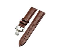 Veruying 12/14/16/18/19/20/21/22/23/24mm Correa de reloj de cuero genuino de Color sólido de grano de bambú con hebilla de mariposa de liberación rápida