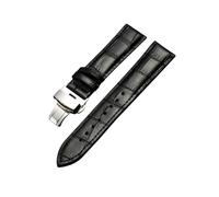 Veruying 12/14/16/18/19/20/21/22/23/24mm Correa de reloj de cuero genuino de Color sólido de grano de bambú con hebilla de mariposa de liberación rápida