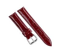 Veruying 12/14/16/18/19/20/21/22/24mm Correa de cuero patentado transpirable impermeable, Rojo, 19mm