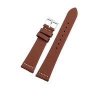 Veruying 16/17/18/19/20/21/22mm Correa vintage de ternera impermeable con hebilla de acero inoxidable, Marrón, 17mm