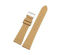 Veruying 16/17/18/19/20/21/22mm Correa vintage de ternera impermeable con hebilla de acero inoxidable, Caqui, 19mm