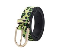 Veruying Cinturón de piel de vacuno suave informal con estampado de leopardo colorido para mujer, 95-115cm, para vaqueros