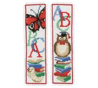 Vervaco ABC 2er Set Marcapáginas, diseño de Punto de Cruz, algodón, Multicolor, ca. 6 x 20 cm / 2,4" x 8"