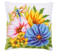 Vervaco Almohada de punto de cruz con flores de primavera, diseño de bordado dib