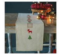 Vervaco Bordado Punto De Cruz Contado Camino De Mesa Kit Completo ÁRBOLES DE Navidad A Cuadros Decoracion para Manualidades Principiantes Completo DIY Adultos Set Creativo Regalo ca. 29 x 102 cm