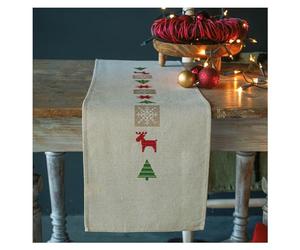 Vervaco Bordado Punto De Cruz Contado Camino De Mesa Kit Completo ÁRBOLES DE Navidad A Cuadros Decoracion para Manualidades Principiantes Completo DIY Adultos Set Creativo Regalo ca. 29 x 102 cm